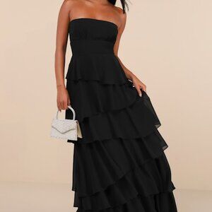 Lulus Gorgeous Essence Black Strapless Tiered Maxi Dress - Size 3X